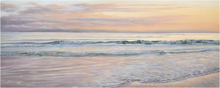 late evening sunset over ocean santa barbara