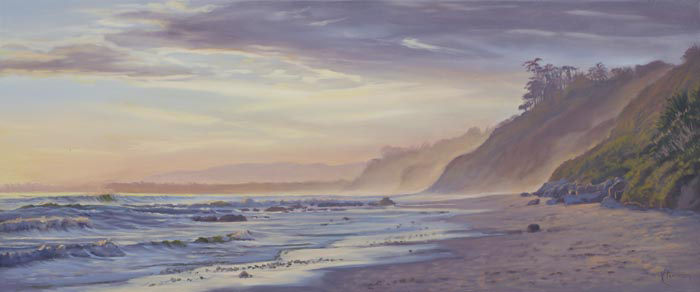 Hendrys Beach at sunset in Santa Barbara