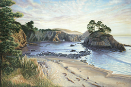 tiny island oil painting